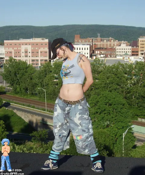 BellaVendetta: Tattooed Redhead Strips to Panties and Socks on a Rooftop Balcony – photo 3 of 15