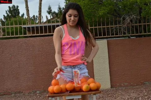 Selena Santoro: Latina Brunette in Shorts Teases a Stranger Outdoors – photo 1 of 15