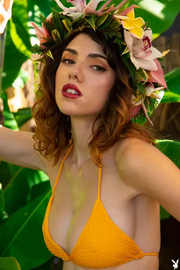 Slim Latina Brunette with Big Tits Strips in the Garden