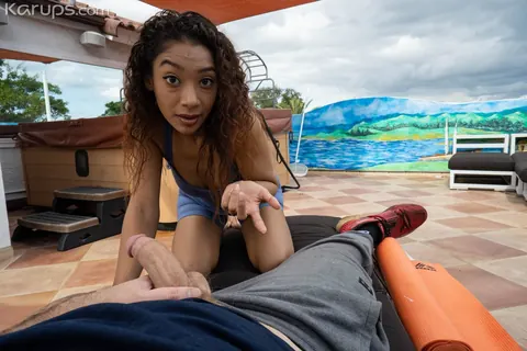 Sarah Lace: Petite Ebony Brunette Rides and Takes It Doggy Style Outdoors – photo 7 of 21