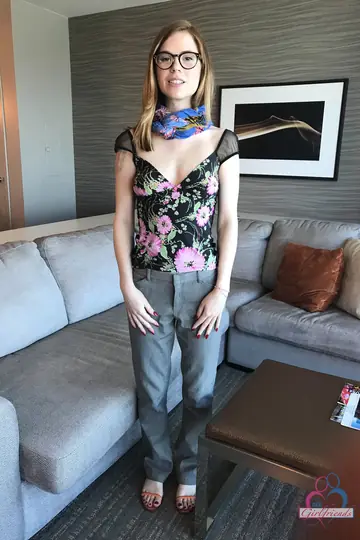 Petite Redhead in Glasses Spreads for Anal