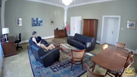 Dafne: Brunette PAWG in Socks Takes Multiple Men on a Black Sofa – photo 2 of 12