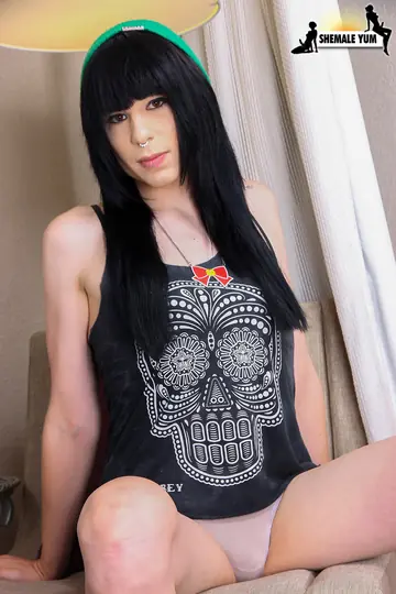 Trans Woman in Panties Strokes Her Cock to a Cum Finish
