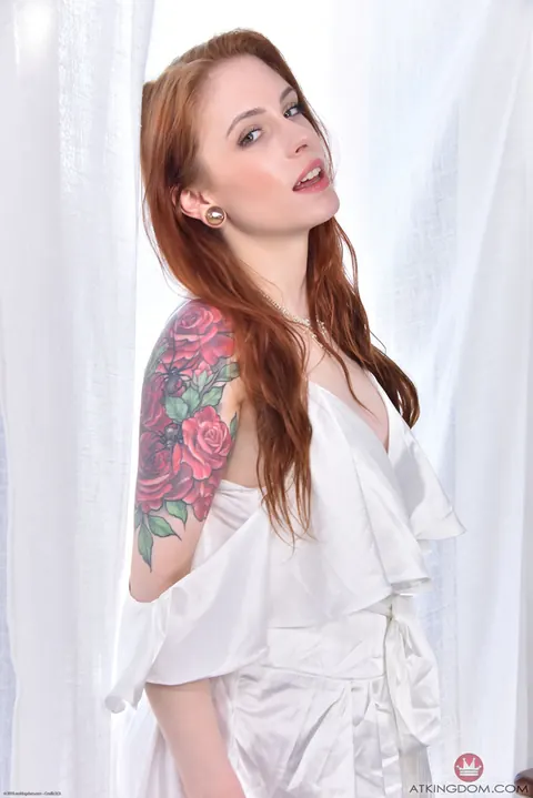 Anna De Ville: Tattooed Redhead in a Skirt Spreads Her Shaved Pussy and Ass – photo 2 of 20
