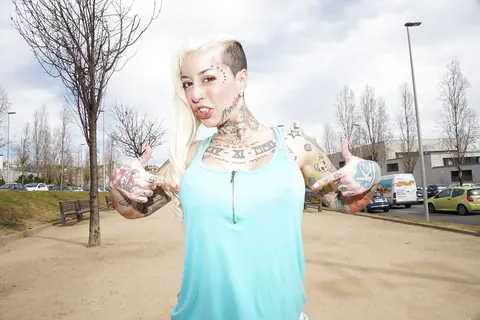 Lidya Rouge: Tattooed Latina with Big Tits Poses Outdoors in Boots – photo 3 of 13