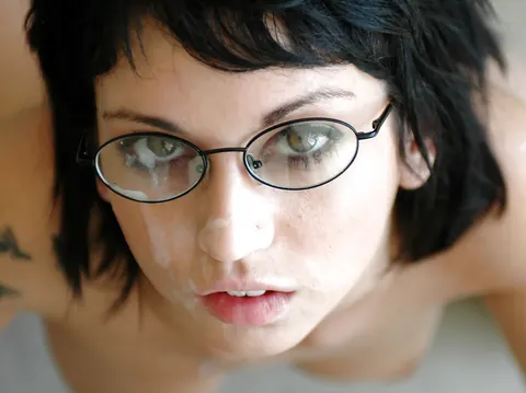 Riley Mason: Busty Short-Haired Brunette in Glasses Takes It Doggy and Swallows – photo 16 of 16