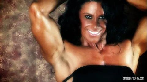 Debbie Bramwell: BBW Brunette Bodybuilder Flexes in a Thong and Skirt – photo 11 of 15