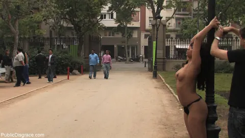 Dunia Montenegro: Hairy Ebony Brunette Bound and Exposed in Public – photo 7 of 21