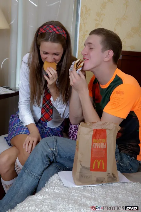Sweet Lana: Slim Russian Brunette Takes Anal and a Facial in Uniform – photo 4 of 20