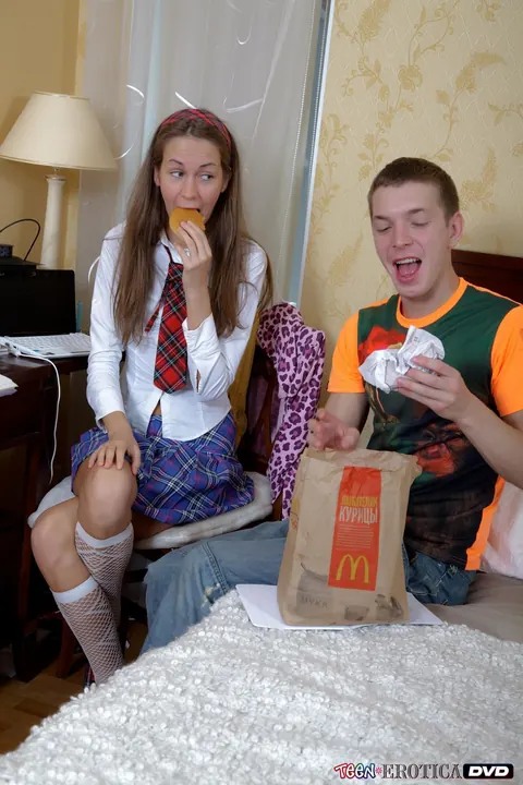 Sweet Lana: Slim Russian Brunette Takes Anal and a Facial in Uniform – photo 3 of 20