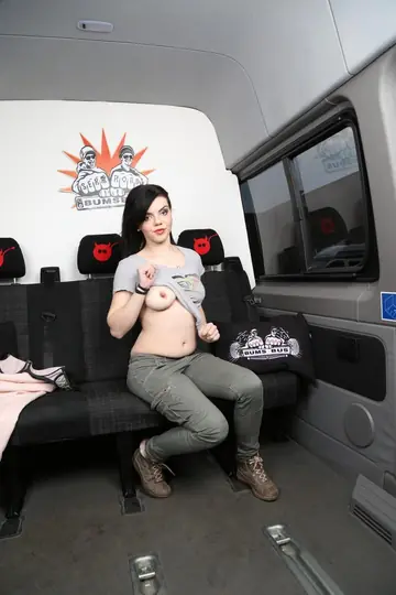 German Brunette Strips and Masturbates in a Van