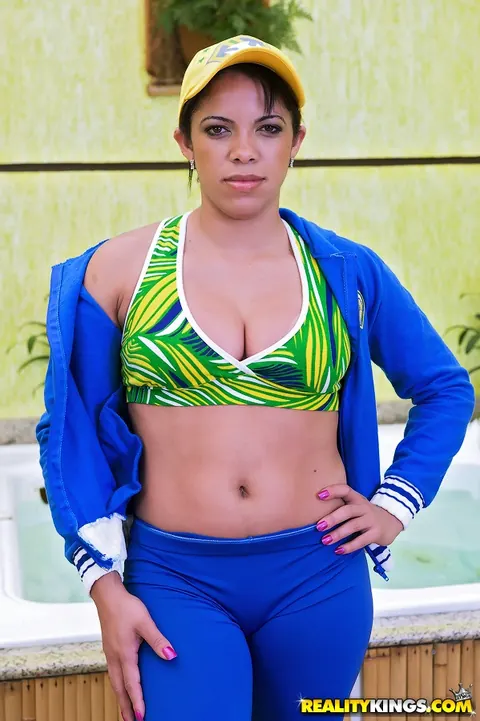 Katia Oliveira: Thick Latina with Big Natural Tits Spreads in the Hot Tub – photo 1 of 16