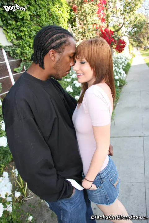 Beaue Marie: Slim Redhead Sucks BBC Outdoors and Takes Cum – photo 1 of 21