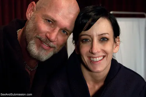 Elise Graves: Petite Brunette MILF Sucks and Gets Fucked by Two Men in Bondage – photo 21 of 21