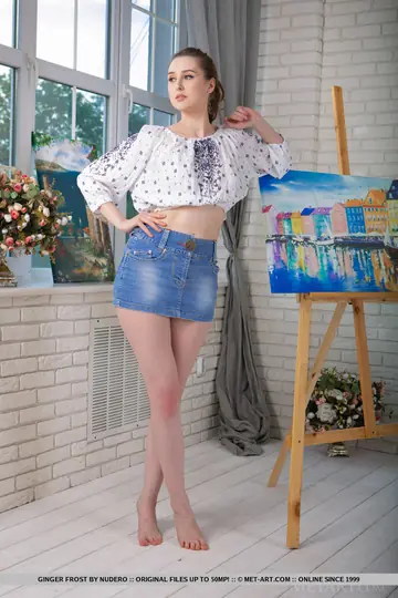 Tall European Brunette Strips Out of Her Skirt