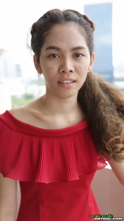 Asian Woman Strips Out of Her Red Dress Outdoors – photo 2 of 16