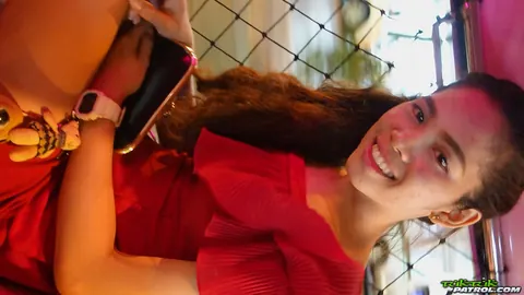 Asian Woman Strips Out of Her Red Dress Outdoors – photo 11 of 16