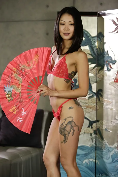 Saya Song: Slim Asian Brunette Strips in Heels and Plays with a Butt Plug – photo 3 of 17