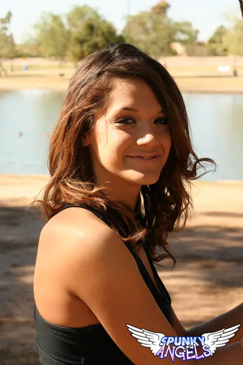 Brittany Maree: Thick Brunette Poses Outdoors in Shorts and a Sports Bra – photo 8 of 12