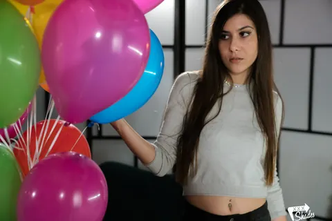 Anya Krey: Small-Titted European Brunette Sucks and Rides in a Bikini Amid Balloons – photo 2 of 15