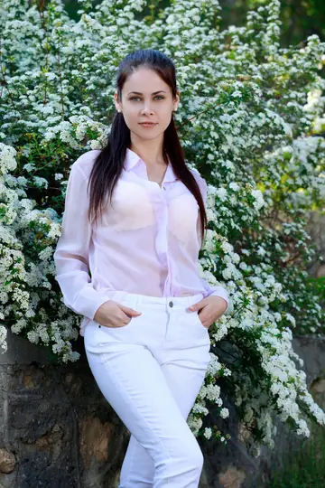 Martina Mink – Busty Russian Brunette Strips Out of Her Jeans and Lingerie