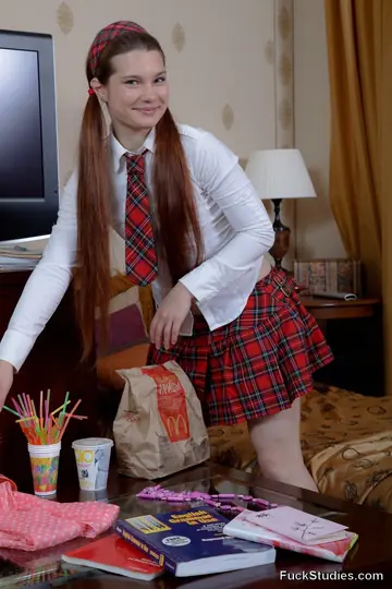 Kristy Aurelia – European Brunette in Pigtails Takes Anal Doggy in Uniform