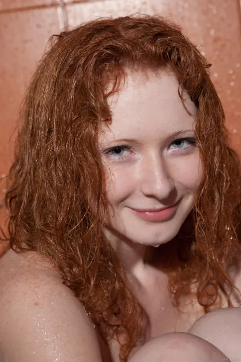 Redhead with Big Tits Spreads Her Trimmed Pussy in the Bathroom – photo 12 of 20