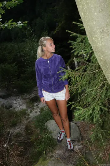 European PAWG Fingers Her Pussy and Masturbates in the Forest
