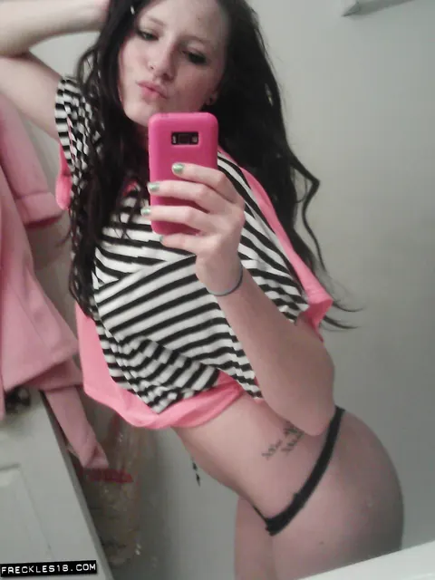 Slim Brunette with Big Natural Tits Poses Nude for Mirror Selfies – photo 2 of 12