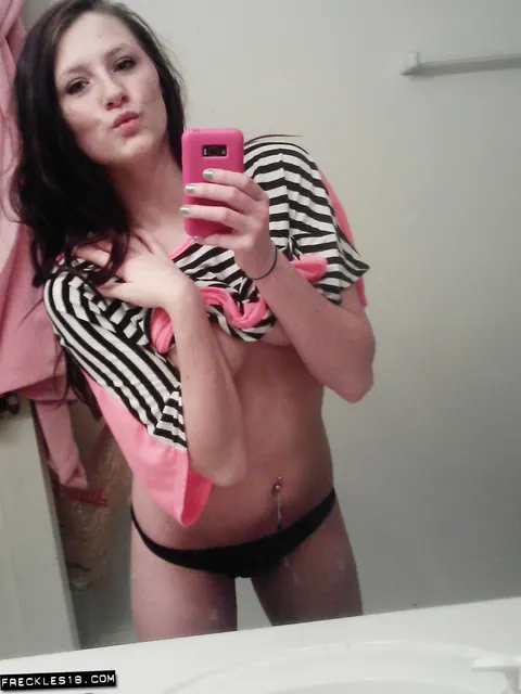 Slim Brunette with Big Natural Tits Poses Nude for Mirror Selfies – photo 6 of 12