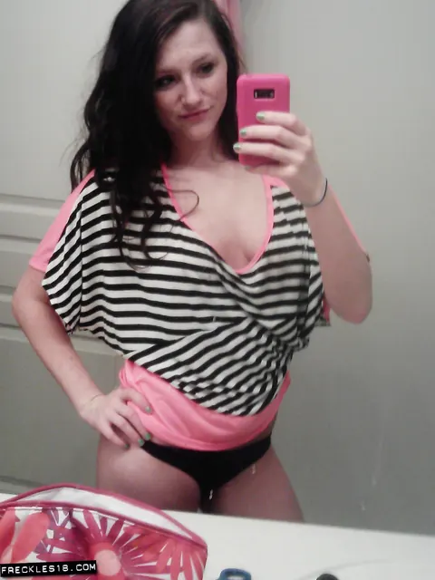Slim Brunette with Big Natural Tits Poses Nude for Mirror Selfies – photo 7 of 12
