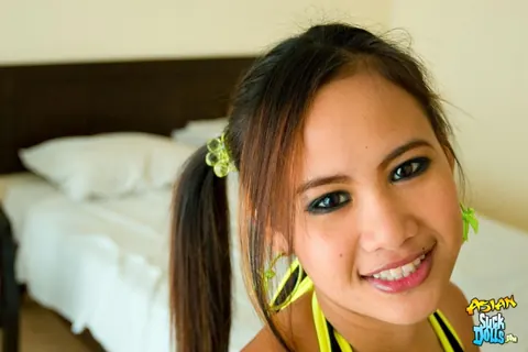 Thick Asian Brunette in Pigtails Sucks Cock After Beer in Panties – photo 9 of 15