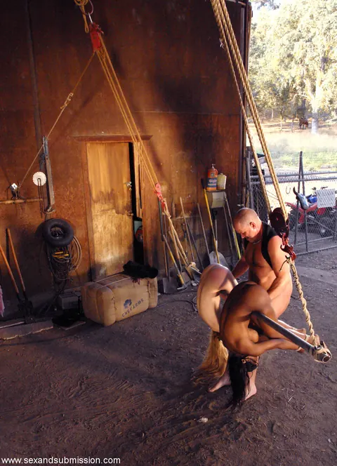 Jada Fire & Tawni Ryden: Ebony Blonde in Bondage Threesome Outdoors – photo 20 of 20