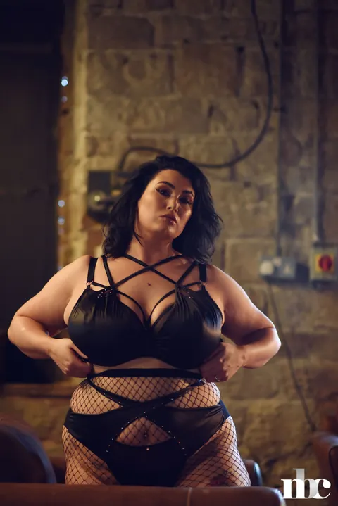 BBW Brunette with Big Tits Poses in Lingerie and Pantyhose – photo 13 of 21