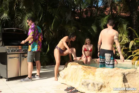 Bailey Brooke: Blonde PAWG Pulls Her Bikini Top Down and Gives a Handjob by the Pool – photo 14 of 21