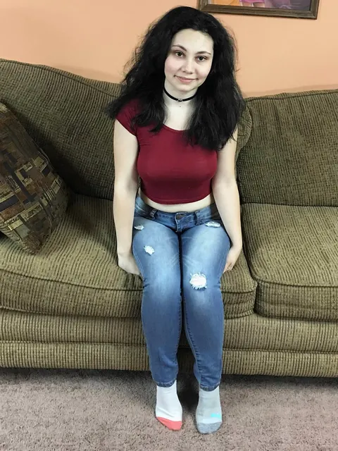 Lenna Lux: Petite Brunette Strips Out of Her Jeans and Blows – photo 1 of 11