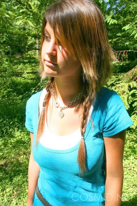 Britt Phillips: BBW Brunette in Pigtails Strips Out of Her Yoga Pants Outdoors – photo 2 of 16