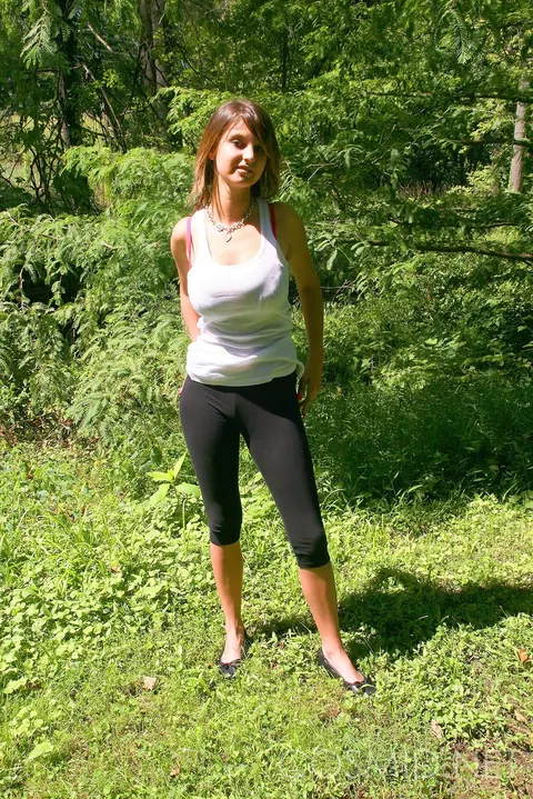 Britt Phillips: BBW Brunette in Pigtails Strips Out of Her Yoga Pants Outdoors – photo 9 of 16