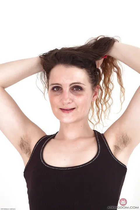 Khalisa: Mature Hairy Brunette in Panties Spreads Her Legs and Shows Armpits – photo 1 of 16