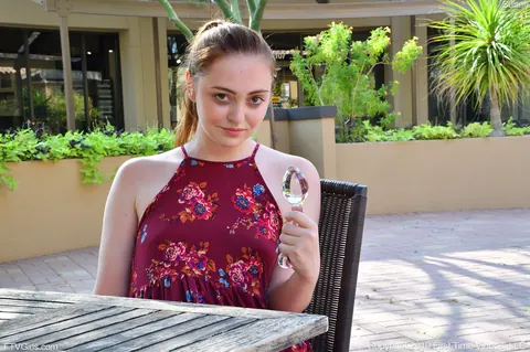 Woman with Pigtails Shows Her Labia and Fingers Her Pussy Outdoors – photo 4 of 15