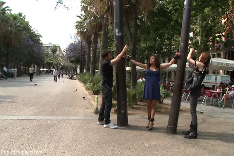 Sara May: Busty Latina in a Skirt Endures Public BDSM Bondage – photo 14 of 21