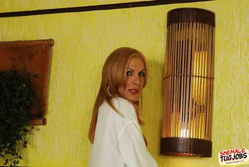 Blonde Trans Woman Fingers Her Ass and Masturbates