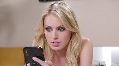 Scarlett Sage: Blonde with Piercings Eats Hairy Pussy on the Bed – photo 1 of 15