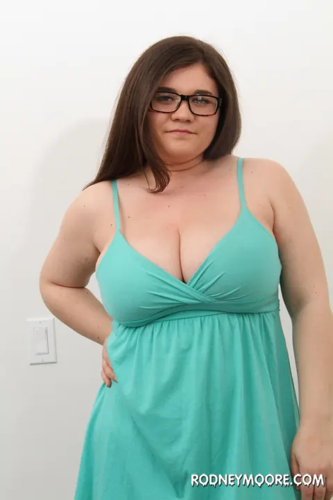 BBW Brunette in Glasses Strips Nude and Shows Off Her Big Tits – photo 1 of 20