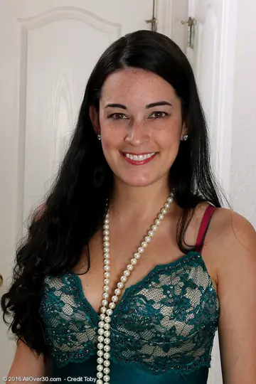 Busty Brunette MILF Strips Out of Her Lingerie and Shows Her Hairy Pussy