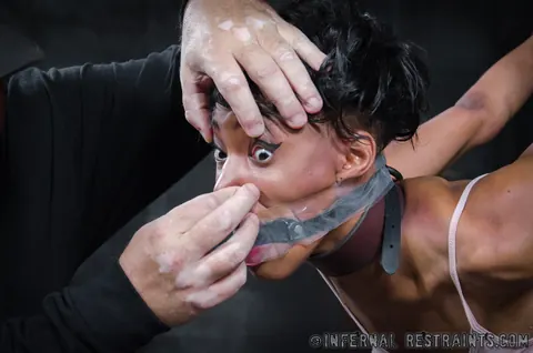 Nikki Darling: Skinny Ebony Babe in Bondage Oils Up and Masturbates – photo 7 of 14