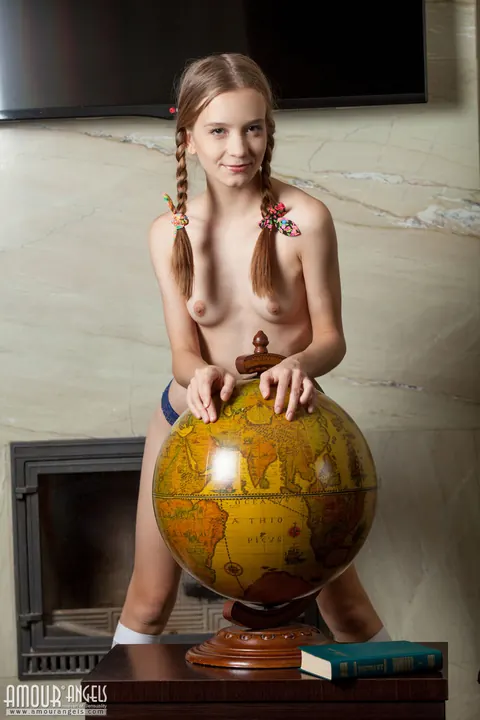 Petite Slim Woman in Pigtails Pulls Panties Aside and Spreads – photo 8 of 20