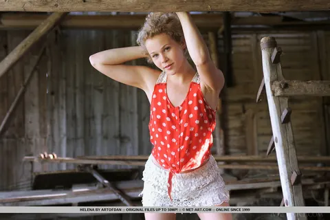 Tall German Woman Poses Nude in a Forest Barn – photo 1 of 18