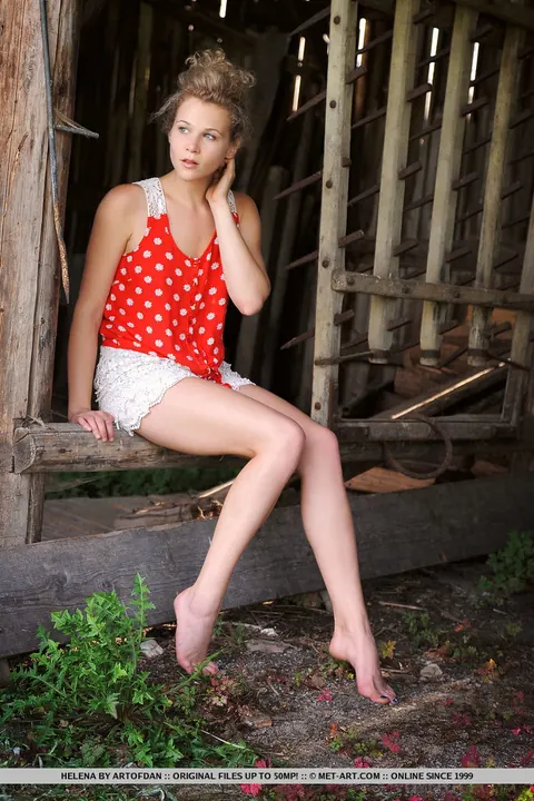 Tall German Woman Poses Nude in a Forest Barn – photo 2 of 18
