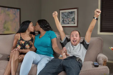 Anya Ivy & Codi Bryant: Tall Ebony MILFs Share a Cock in a Threesome – photo 5 of 21